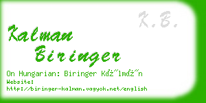 kalman biringer business card